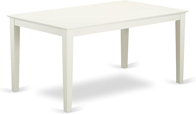 East West Furniture CAEL5-LWH-07 5 Piece Dining Table Set for 4 Includes a Rectangle Kitchen Table and 4 Gray Linen Fabric Upholstered Parson Chairs, 36x60 Inch, Linen White