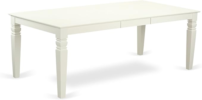 East West Furniture LGAB7-LWH-02 7 Piece Kitchen Table Set Consist of a Rectangle Dining Table with Butterfly Leaf and 6 Light Beige Linen Fabric Parson Chairs, 42x84 Inch, Linen White