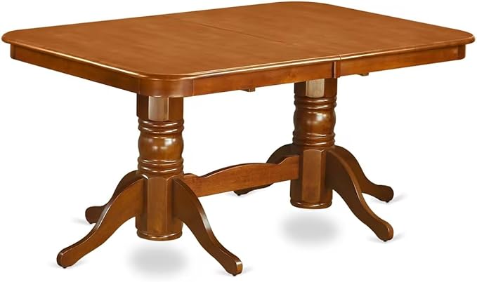 East West Furniture NANA5-SBR-W 5 Piece Dining Room Furniture Set Includes a Rectangle Kitchen Table with Butterfly Leaf and 4 Dining Chairs, 40x78 Inch, Saddle Brown