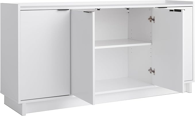 Prepac Simply Modern 4 Door Console Table with Storage, White Storage Cabinet with Doors and Shelves, Sideboard Storage Cabinet 60" W x 30" H x 16" D, WCBG-1820-1