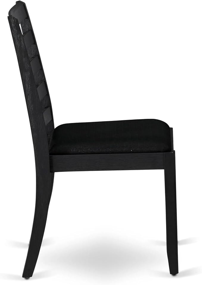 East West Furniture LGX15-BLK-24 -5 Piece Dining Set Includes a Rectangular Kitchen Table with Black Tabletop and 4 Stackable Polyester Fabric Chairs, Black