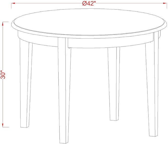 East West Furniture BOVA5-LWH-C 5 Piece Dinette Set for 4 Includes a Round Kitchen Table and 4 Linen Fabric Upholstered Dining Chairs, 42x42 Inch, Linen White
