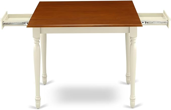 East West Furniture MZDO5-WHI-W 5 Piece Dining Room Furniture Set Includes a Rectangle Kitchen Table with Dropleaf and 4 Dining Chairs, 36x54 Inch, Buttermilk & Cherry