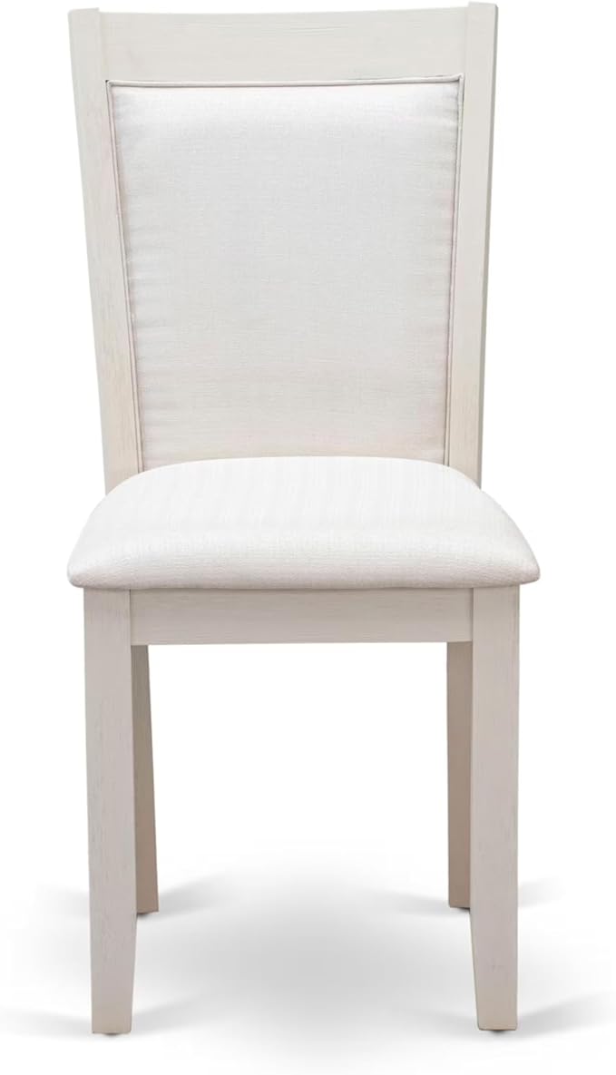 East West Furniture V097MZ001-7 7 Piece Kitchen Table Set Consist of a Rectangle Dining Table with V-Legs and 6 Cream Linen Fabric Parson Dining Room Chairs, 40x72 Inch, Multi-Color
