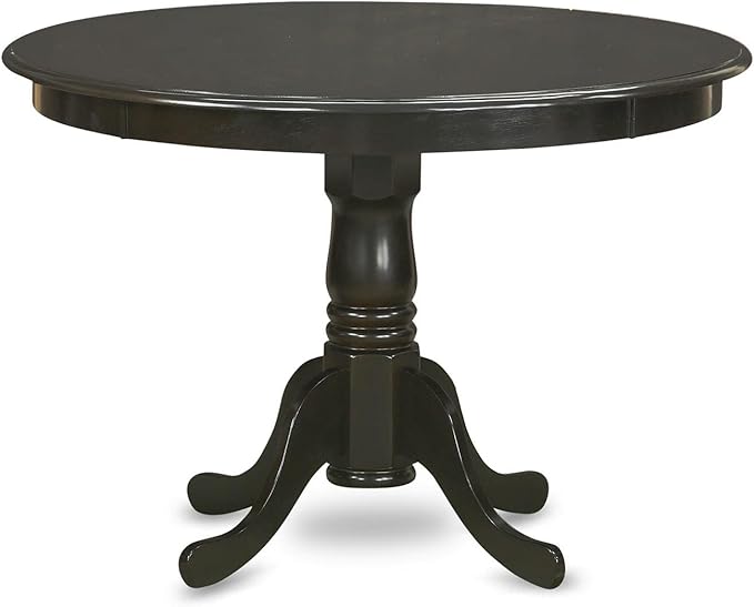 East West Furniture HLAN3-CAP-C 3 Piece Dining Table Set for Small Spaces Contains a Round Dining Room Table with Pedestal and 2 Linen Fabric Upholstered Chairs, 42x42 Inch, Cappuccino