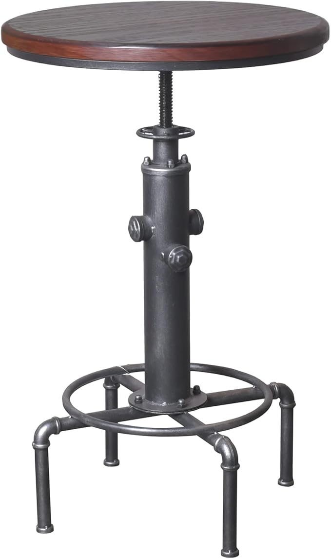 Topower Industrial Bar Table 31.5-41.3" Adjustable Pub Table Kitchen Dining Coffee Bistro Table