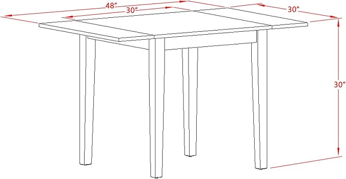 East West Furniture NDAV3-LWH-W 3 Piece Dining Set Contains a Rectangle Dining Room Table with Dropleaf and 2 Kitchen Chairs, 30x48 Inch, Linen White