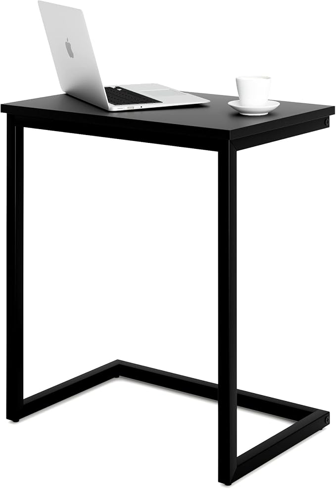 Sofa C Side End Table Wood Accent Couch Table Coffee Tray Snack Side Table Notebook Laptop Holder Over Bed Stand Reading Desk Black Color 22x14x27 Inch Space Saving for Living Room Bedroom