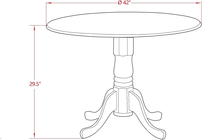 East West Furniture DMAB3-LWH-02 3 Piece Dining Table Set Contains a Round Dining Room Table with Dropleaf and 2 Light Beige Linen Fabric Upholstered Chairs, 42x42 Inch, Linen White