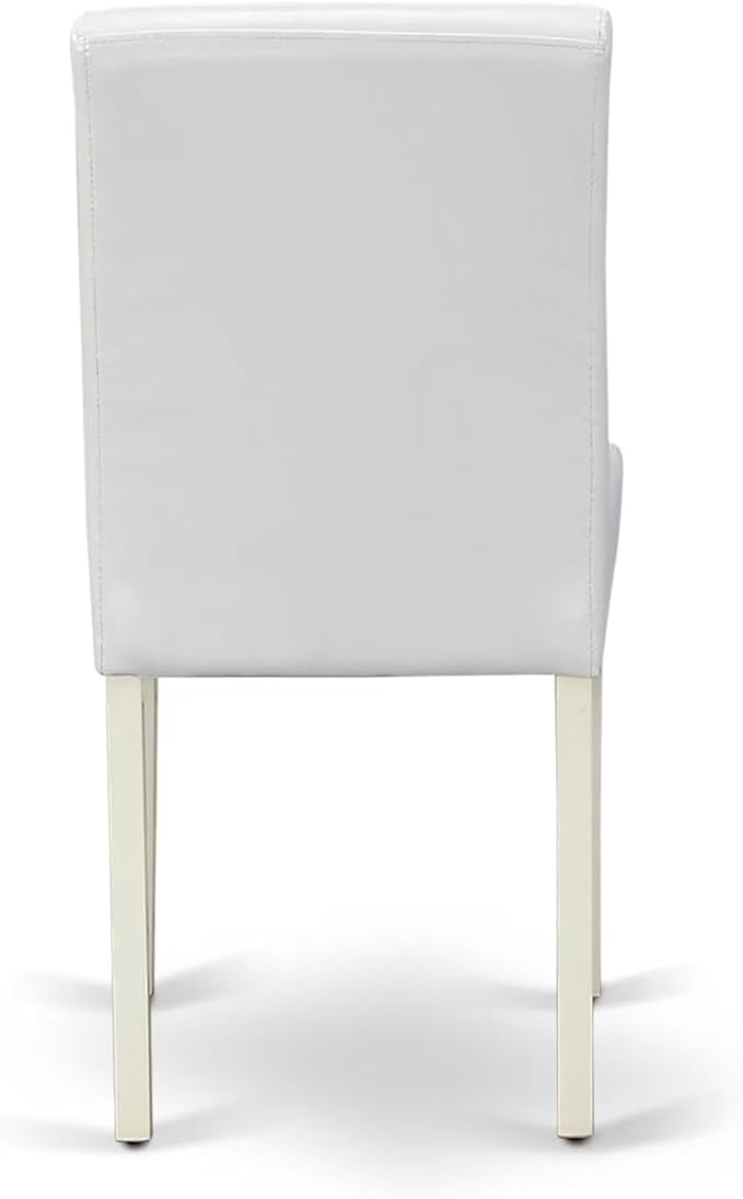 East West Furniture VAAB7-LWH-64 7 Piece Dinette Set Consist of an Oval Dining Room Table with Butterfly Leaf and 6 White Faux Leather Upholstered Chairs, 40x76 Inch, Linen White