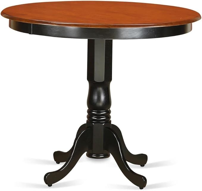East West Furniture TRCH5-BLK-W 5 Piece Counter Height Pub Set Includes a Round Dining Table and 4 Kitchen Dining Chairs, 42x42 Inch, Black & Cherry