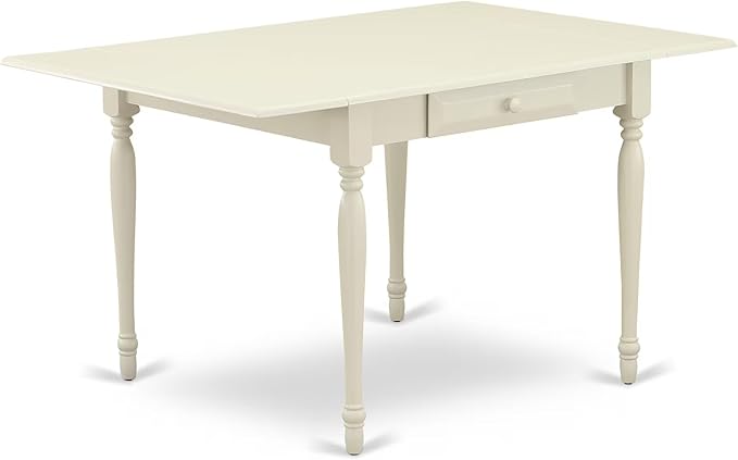 East West Furniture MZDO5-LWH-W 5 Piece Kitchen Table & Chairs Set Includes a Rectangle Dining Room Table with Dropleaf and 4 Dining Chairs, 36x54 Inch, Linen White