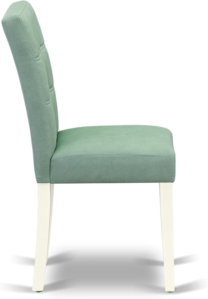 East West Furniture DOAS5-LWH-43 5 Piece Mid Century Modern Dining Set Includes A Wooden Table and 4 Willow Green Polyester Fabric Parsons Chairs, Linen White