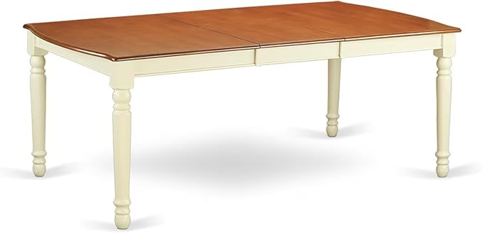 East West Furniture DOAN7-WHI-W 7 Piece Kitchen Table Set Consist of a Rectangle Dining Table with Butterfly Leaf and 6 Dining Room Chairs, 42x78 Inch, Buttermilk & Cherry
