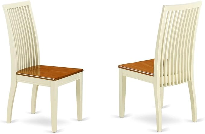 East West Furniture DLIP3-BMK-W 3 Piece Kitchen Table & Chairs Set Contains a Round Dining Room Table with Dropleaf and 2 Dining Chairs, 42x42 Inch, Buttermilk & Cherry