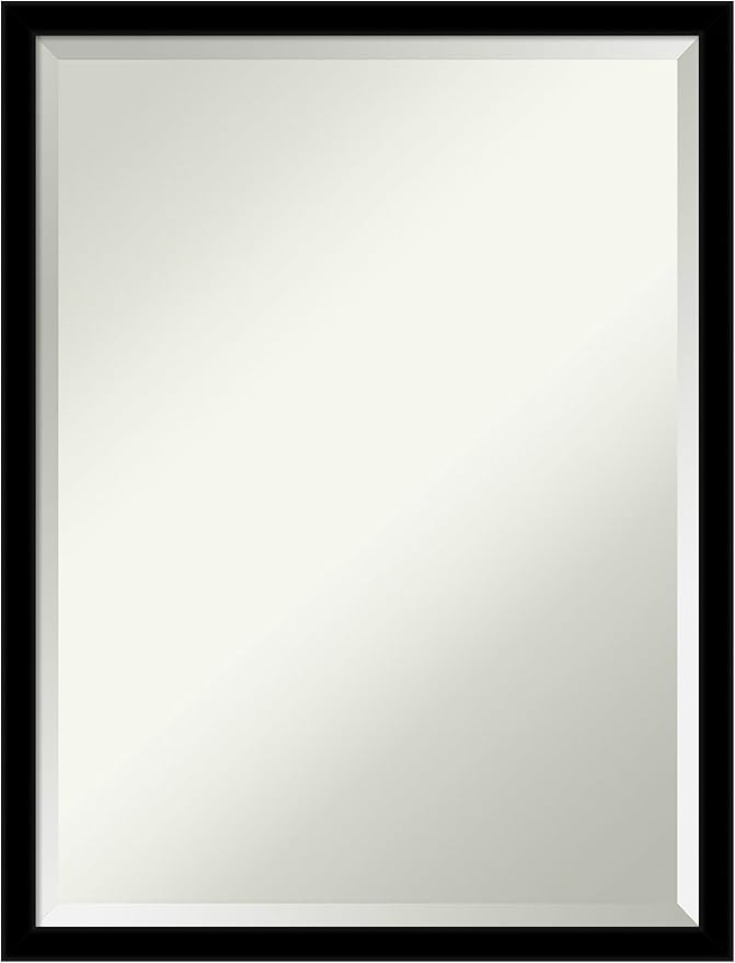Amanti Art Black Bathroom Mirror for Over Sink, 26x20 Jet Black Rectangle Vanity Mirror, Medium Modern Contemporary Frame, Hangs Horizonally and Vertically, Bathroom Wall Decor, Beveled Edge