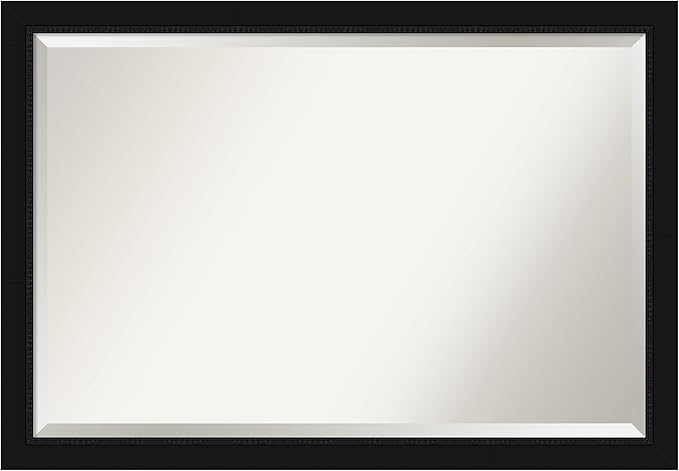 Amanti Art Black Bathroom Mirror for Over Sink, 27x39 Avon Black Rectangle Vanity Mirror, Large Casual Frame, Hangs Horizonally and Vertically, Bathroom Wall Decor, Beveled Edge
