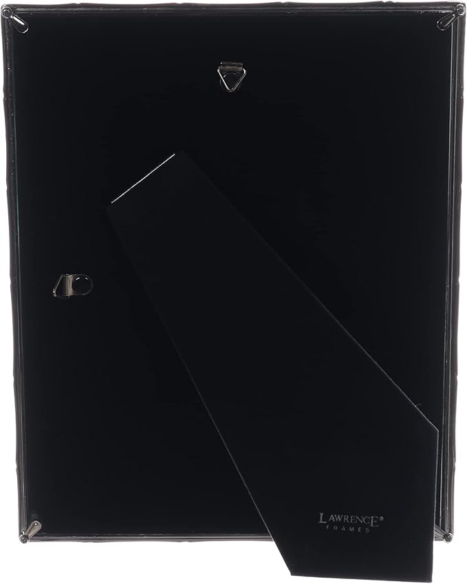 Lawrence Frames 8x10 Black Polished Metal Picture Frame with Bamboo Design, or 5x7 with Included Mat