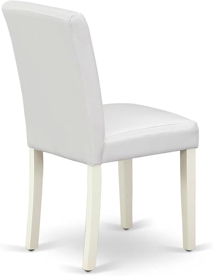 East West Furniture CAAB5-LWH-64 5 Piece Dining Room Furniture Set Includes a Rectangle Dining Table and 4 White Faux Leather Upholstered Parson Chairs, 36x60 Inch, Linen White