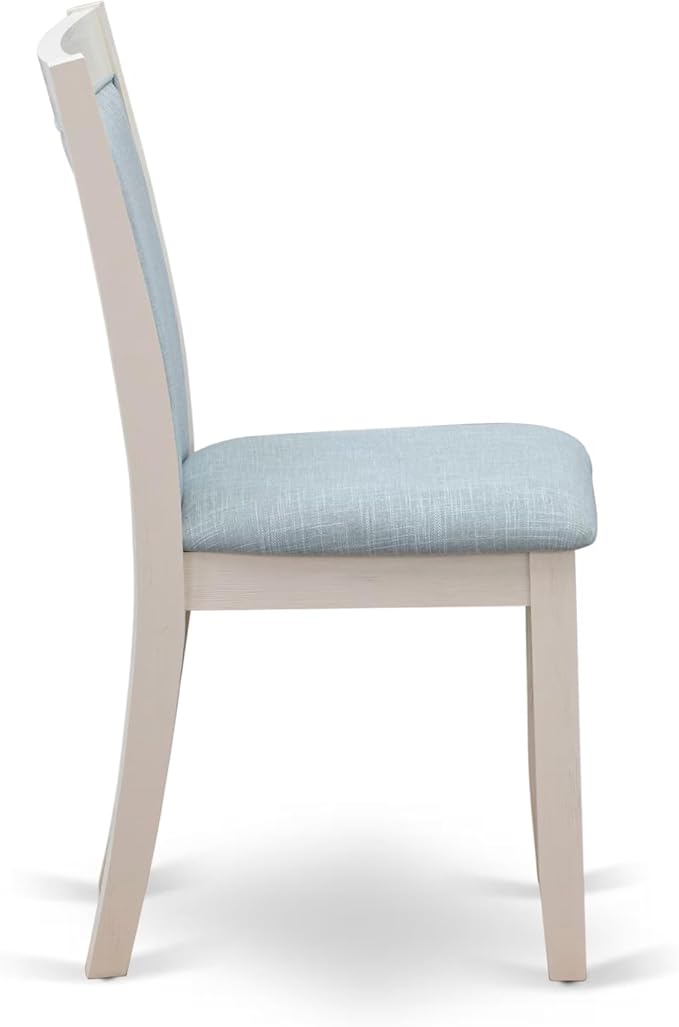 East West Furniture V027MZ015-6 6 Piece Dining Table Set Contains a Rectangle Dining Room Table and 4 Baby Blue Linen Fabric Parson Chairs with a Bench, 40x72 Inch, Multi-Color
