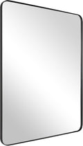ANDY STAR Wall Mirror for Bathroom, 24x36 Matte Black Bathroom Mirror, Modern Stainless Steel Metal Frame with Rounded Corner, Rectangle Glass Panel Wall Mounted Mirror for Vanity