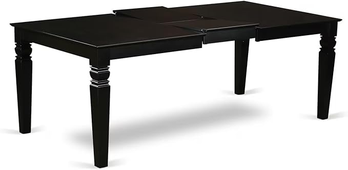 East West Furniture LGAN7-BLK-C 7 Piece Kitchen Table Set Consist of a Rectangle Dining Table with Butterfly Leaf and 6 Linen Fabric Dining Room Chairs, 42x84 Inch, Black