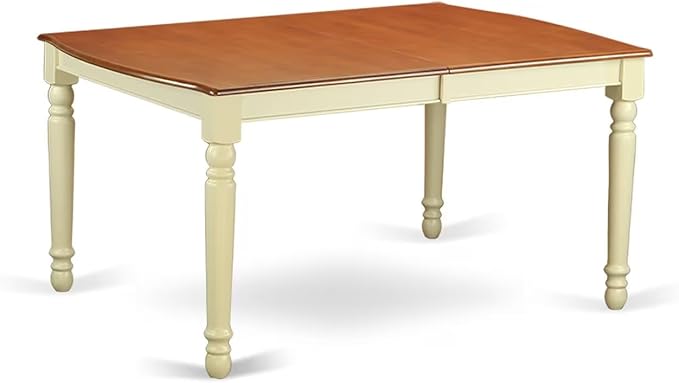 East West Furniture DOPL5-WHI-W 5 Piece Dining Room Furniture Set Includes a Rectangle Kitchen Table with Butterfly Leaf and 4 Dining Chairs, 42x78 Inch, Buttermilk & Cherry