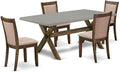 East West Furniture X797MZ716-5 5 Piece Kitchen Table Set for 4 Includes a Rectangle Dining Room Table with X-Legs and 4 Dark Khaki Linen Fabric Upholstered Chairs, 40x72 Inch, Multi-Color
