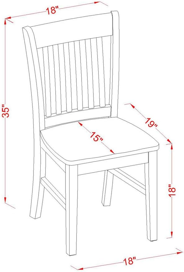 East West Furniture MZNO5-OAK-W 5 Piece Dining Room Table Set Includes a Rectangle Dining Table with Dropleaf and 4 Wood Seat Chairs, 36x54 Inch, Oak