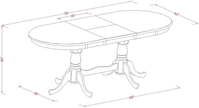 East West Furniture PLQU5-WHI-W 5 Piece Modern Dining Table Set Includes an Oval Wooden Table with Butterfly Leaf and 4 Dining Room Chairs, 42x78 Inch, Buttermilk & Cherry