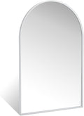 20" x 30" Silver Arched Mirror, Modern Aluminum Alloy Metal Frame, Arch Bathroom Vanity and Wall Decor Mirror for Bathroom, Living Room, Bedroom, Entryway