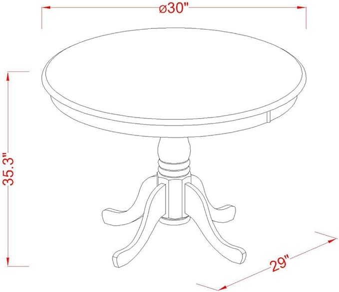East West Furniture EDVN5-MAH-W 5 Piece Kitchen Counter Height Dining Table Set Includes a Round Pub Table with Pedestal and 4 Dining Room Chairs, 30x30 Inch, Mahogany