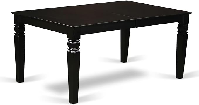 East West Furniture LGEN5-BLK-69 5 Piece Dining Table Set Includes a Rectangle Dining Room Table with Butterfly Leaf and 4 Black Faux Leather Parsons Chairs, 42x84 Inch, Black