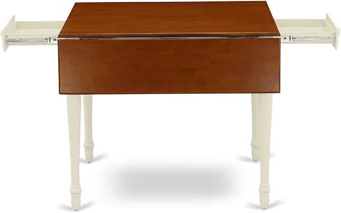 East West Furniture MZCL5-WHI-W 5 Piece Dinette Set for 4 Includes a Rectangle Dining Room Table with Dropleaf and 4 Kitchen Dining Chairs, 36x54 Inch, Buttermilk & Cherry