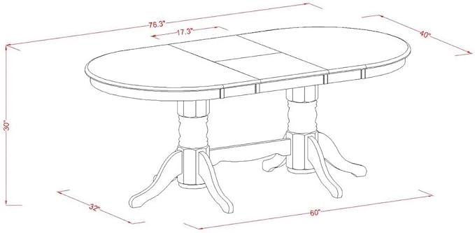 East West Furniture VAAS5-LWH-42 5 Piece Mid-Century Dining Table Set Includes A Wood Table and 4 Beige Red Polyester Fabric Padded Chairs with Stylish Back- Linen White Finish