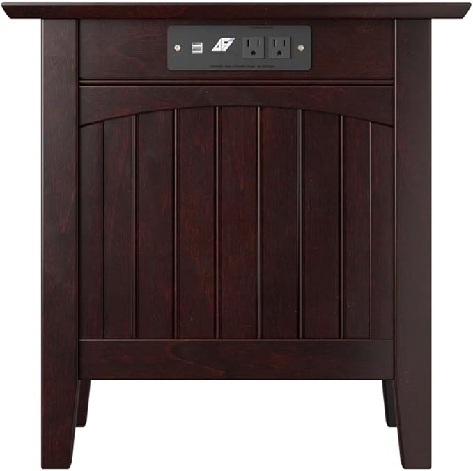 AFI Nantucket Chair Side Table with Built-in Charger in Espresso