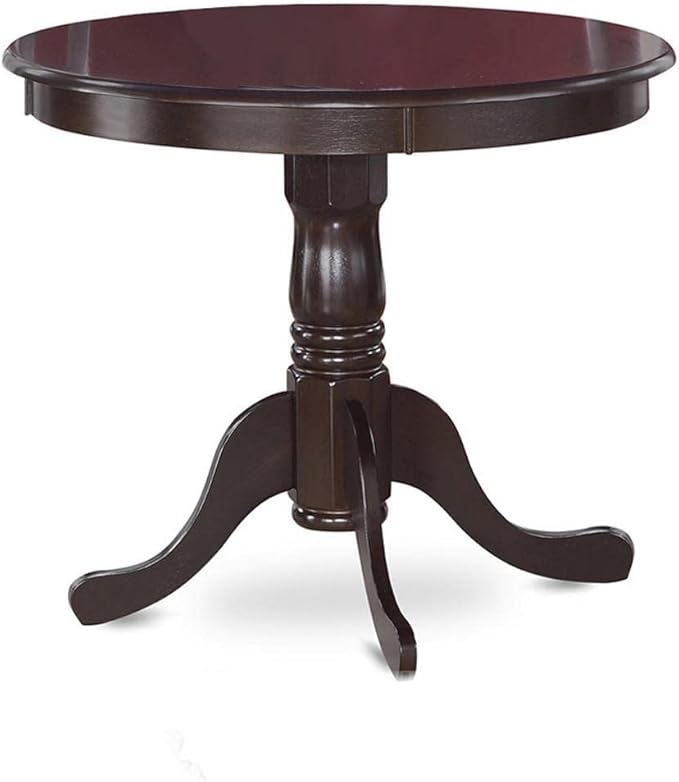 East West Furniture ANCA5-CAP-W 5 Piece Dining Set Includes a Round Dining Room Table with Pedestal and 4 Wood Seat Chairs, 36x36 Inch, Cappuccino