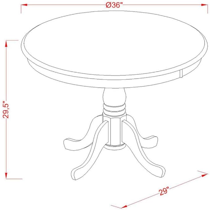 East West Furniture ANDR3-LWH-07 3 Piece Modern Dining Table Set Contains a Round Kitchen Table with Pedestal and 2 Gray Linen Fabric Parsons Dining Chairs, 36x36 Inch, Linen White