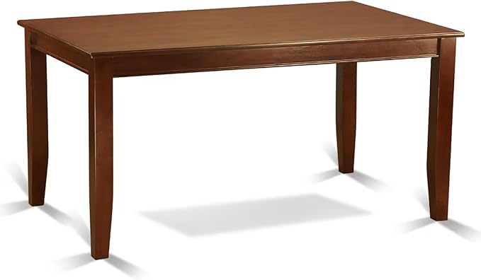 East West Furniture DUAB7-MAH-18 7 Piece Dining Room Table Set Consist of a Rectangle Kitchen Table and 6 Coffee Linen Fabric Parson Dining Chairs, 36x60 Inch, Mahogany