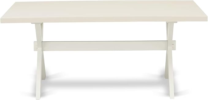 East West Furniture X027EL207-7 7 Piece Kitchen Table Set Consist of a Rectangle Dining Table with X-Legs and 6 Gray Linen Fabric Parsons Dining Chairs, 40x72 Inch, Multi-Color