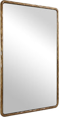 ANDY STAR Hand-Forged Gold Bathroom Mirrors for Wall, 22x30 Inch Vintage Solid Steel Metal Frame Bathroom Vanity Mirror, Antique Rounded Rectangle Wall Mirror, Hangs Horizontally or Vertically