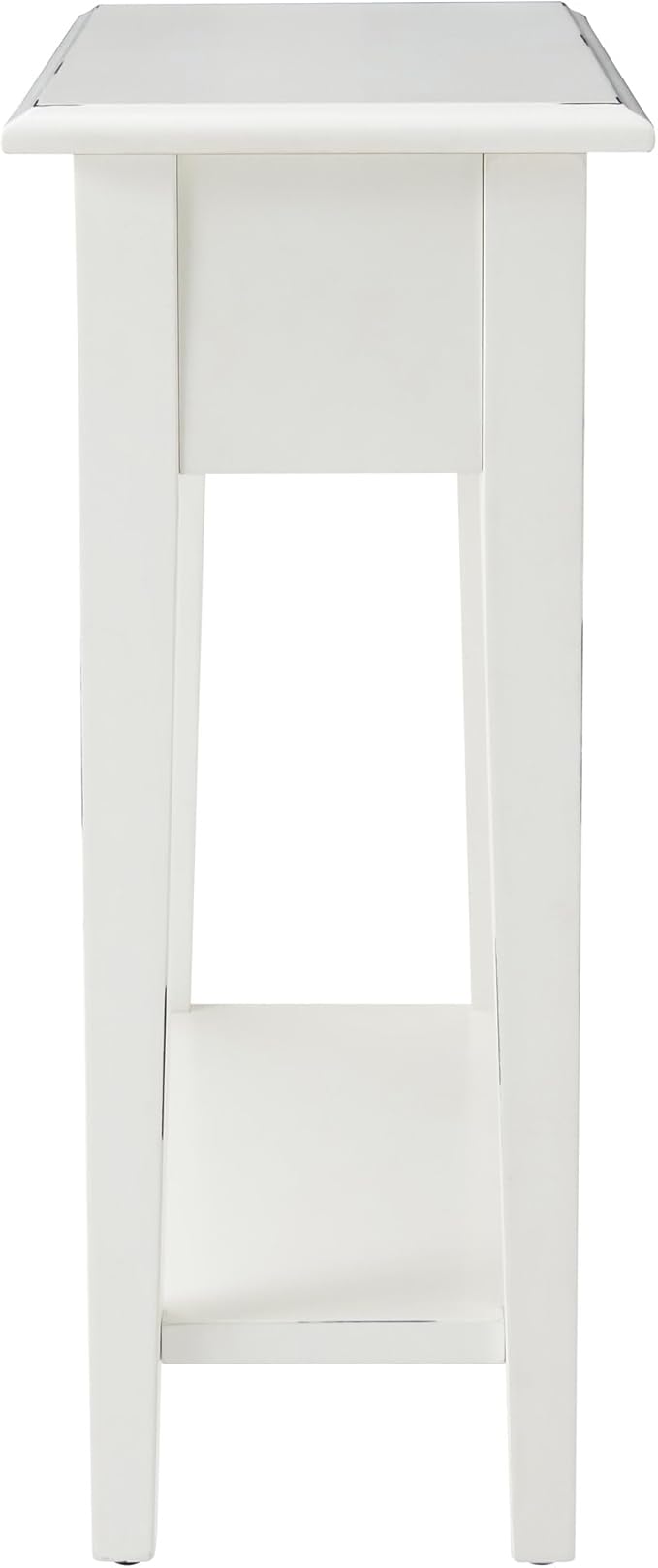 Haven Ridge Narrow End Table, Solid Wood Side Table with Drawer and Shelf, Farmhouse White, Perfect for Living Rooms, Bedrooms, and Small Spaces – Leick Home, 214361
