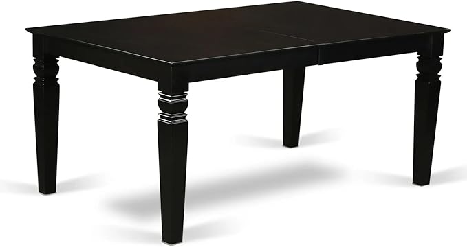East West Furniture LGDA7-BLK-32 7 Piece Kitchen Table Set Consists of a Rectangle Dining Table with Butterfly Leaf and 6 Polyester Fabric Padded Chairs, 42x84 Inch, Black