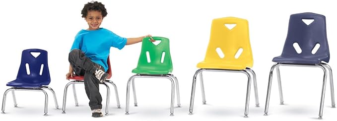 Jonti-Craft Berries 8140JC1114 Stacking Chair with Chrome-Plated Legs, 10" Height, Orange