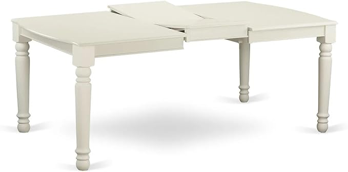 East West Furniture LGDA7-LWH-23 7 Piece Dining Set Includes a Rectangle Dining Table with Butterfly Leaf and 6 Polyester Fabric Upholstered Chairs, linen white