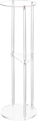 HMYHUM Clear Acrylic Drink Table for Small Spaces, Small Martini Drink Side Table for Living Room, 3 Tiers, C Shaped, 8" L x 8" W x 26" H