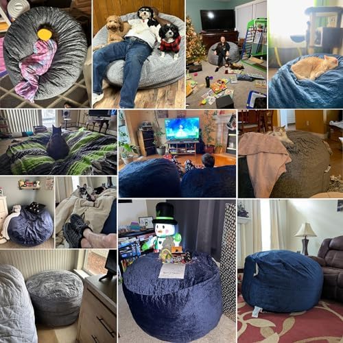 4 Ft Bean Bag Chairs for Adults/Teens with Memory Foam Filling, Comfy Bean Bag Sofa with Filler Included, Soft Dutch Velvet Fabric Beanbags,4 Foot, Black