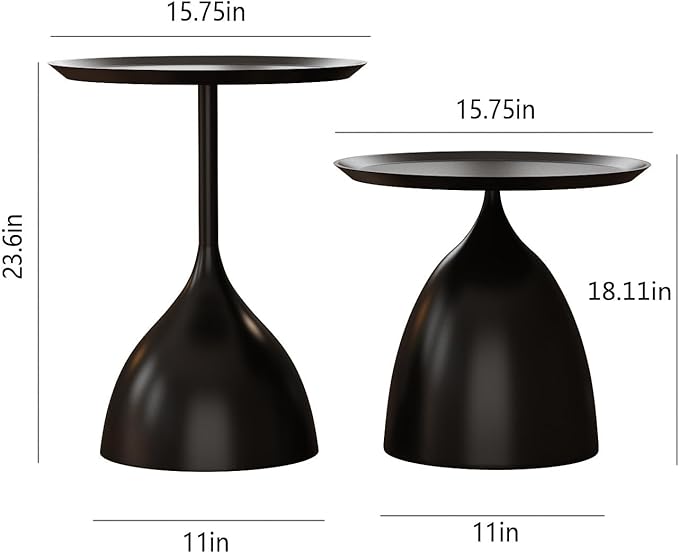 Nesting Tables, Black Side Tables, Modern End Tables for Living Room Nesting Coffee Table Set of 2,Console Table Pedestal Tables