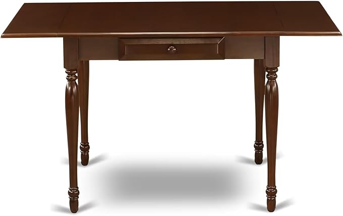 East West Furniture MZDO5-MAH-W 5 Piece Dining Room Table Set Includes a Rectangle Kitchen Table with Dropleaf and 4 Dining Chairs, 36x54 Inch, Mahogany