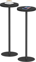 TUTOTAK Tall Round Side Table, Small End Table, Set of 2, Beside Table, Drink Table, Pedestal Side Table, livingroom, Black TB01BK0652